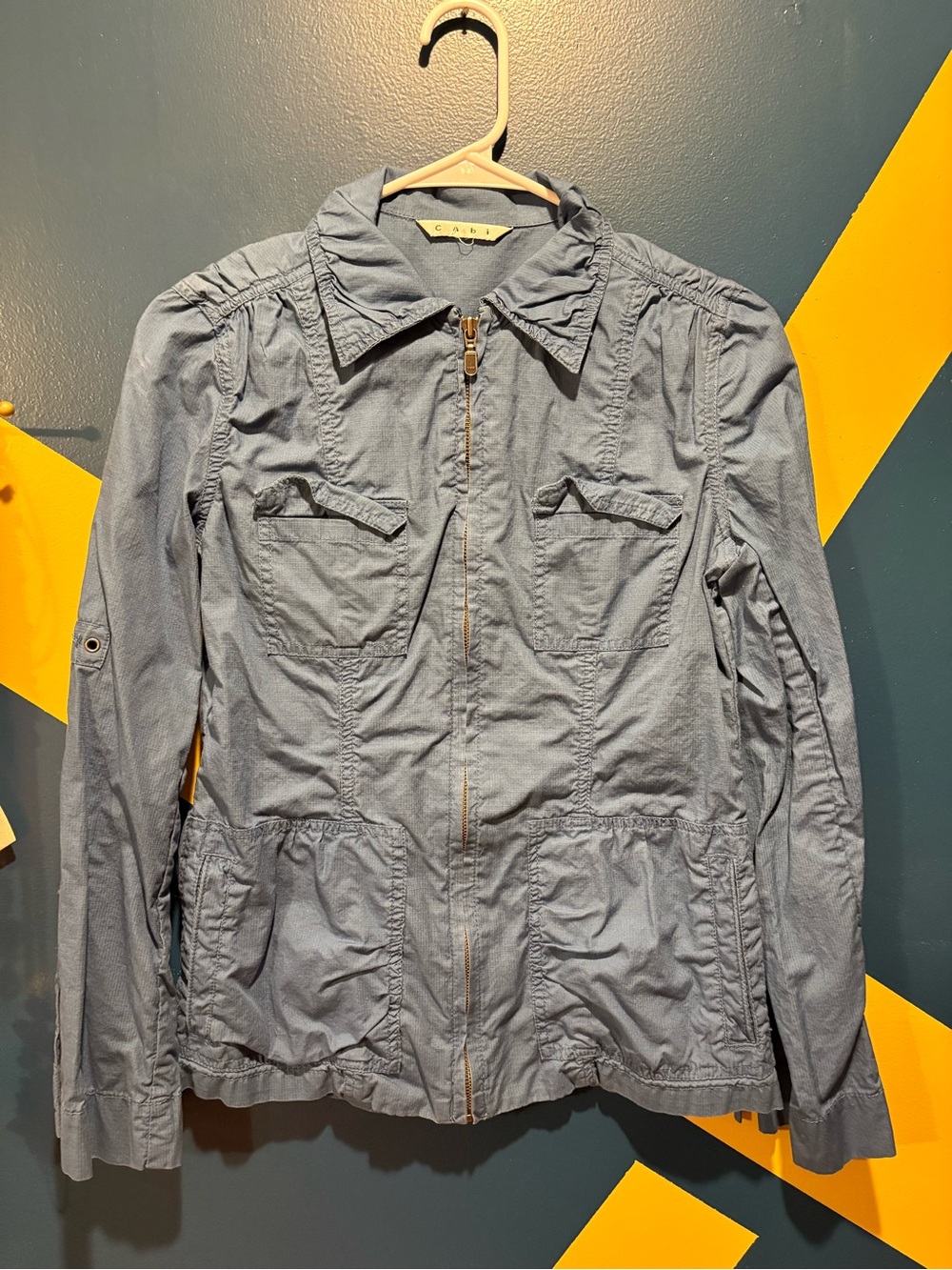 CAbi Light Blue Lightweight Utility Jacket EUC
